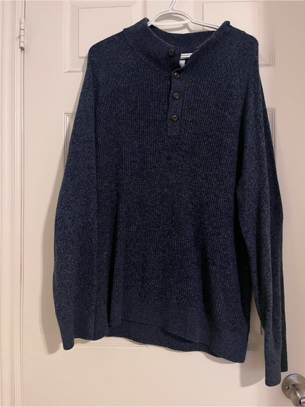 GAP Men's Dark Navy Button-Neck Sweater